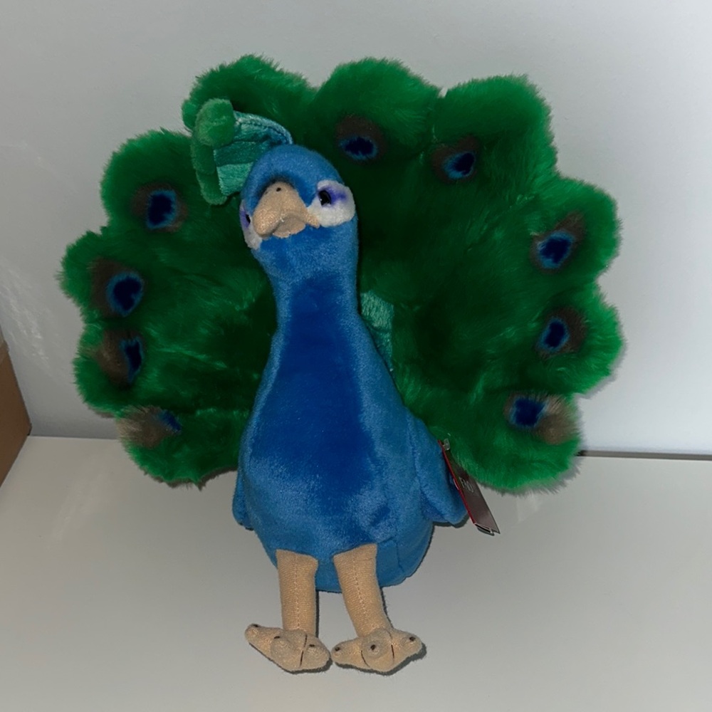 FAO Schwarz Blue and Green Plush Peacock plush stuffed animal